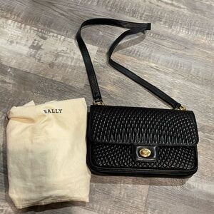 Vintage 1980’s Bally double flap black leather 3 way bag